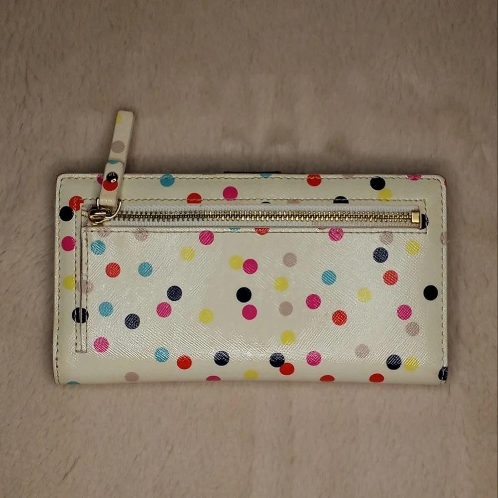 Kate Spade Leather Confetti Dot Stacey Girlhoodcore Wallet Navy Blue Interior